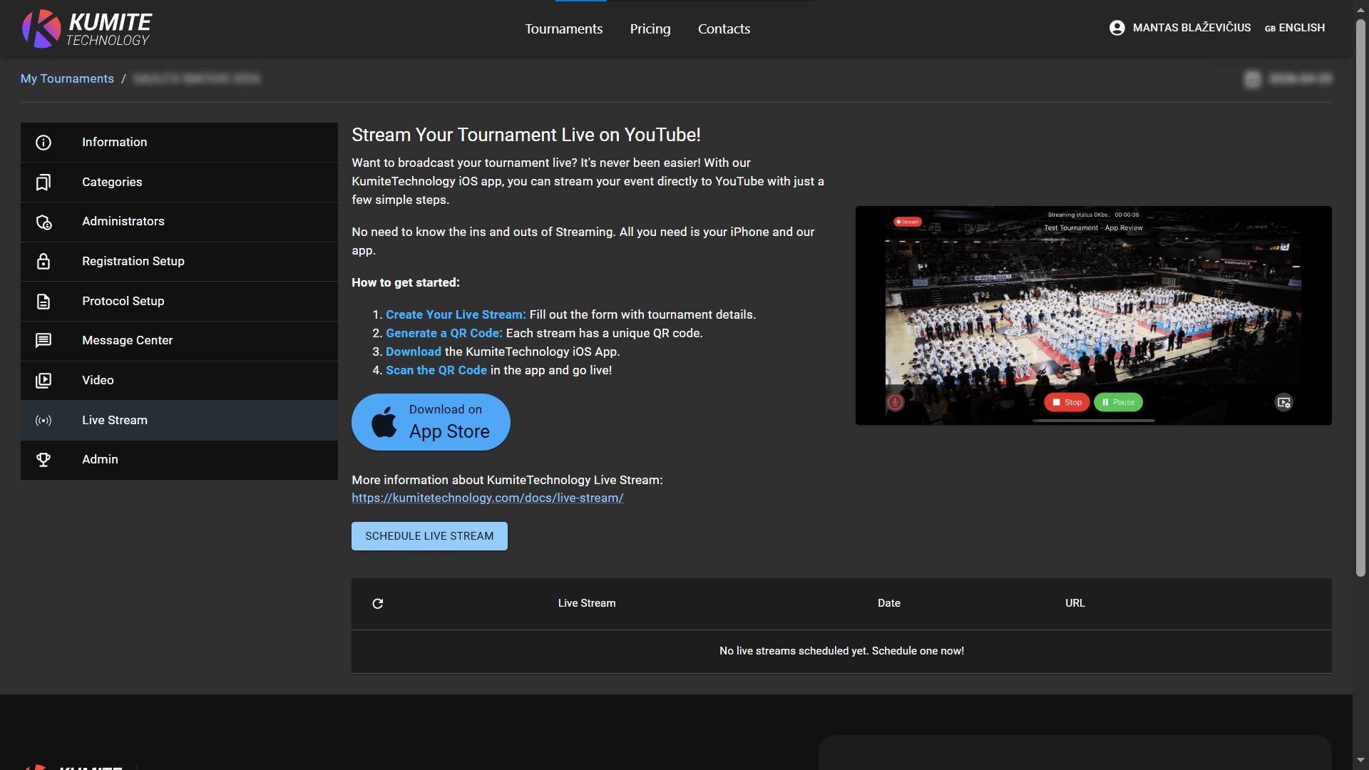 Live Stream Page