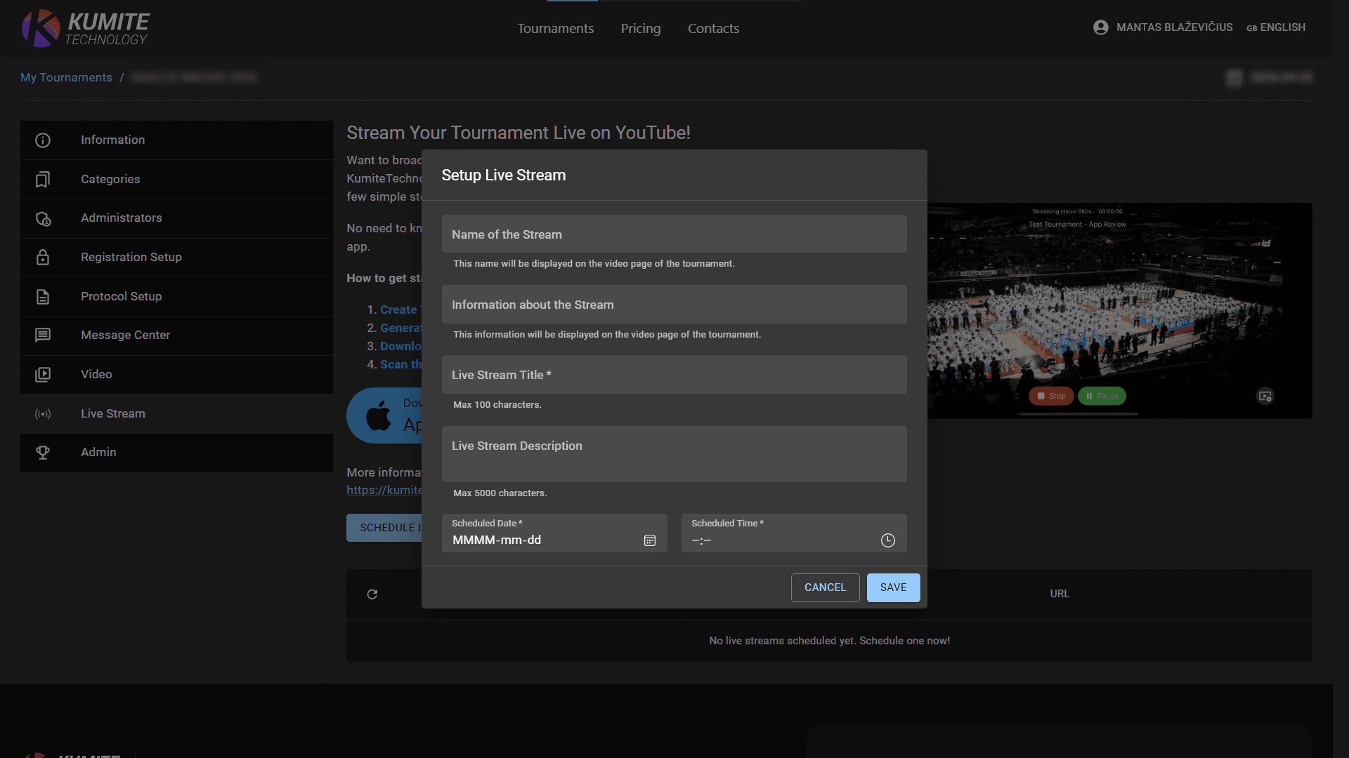 Live Stream Page