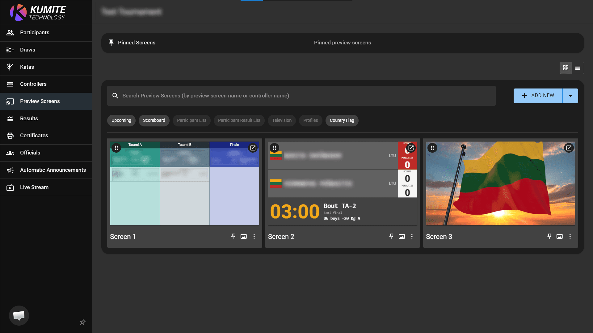 Preview Screen List